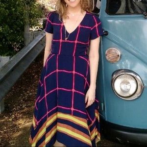 ANTHROPOLOGIE Striped Pane Midi Dress -HD in Paris